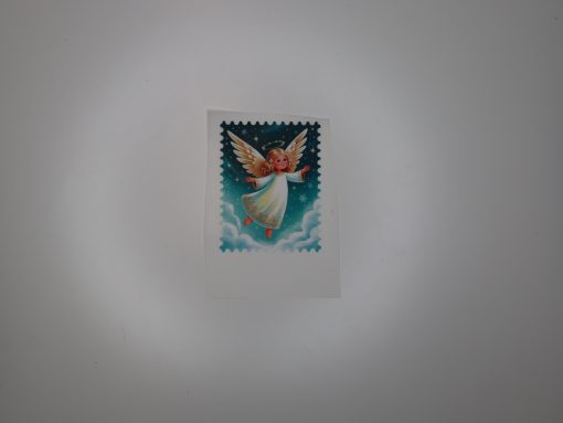 Bügelbild Weihnachtsbriefmarke Engel ca. 8 x 6 cm