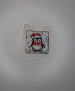 Bügelbild Weihnachtsbriefmarke Pinguin ca. 7 x7 cm