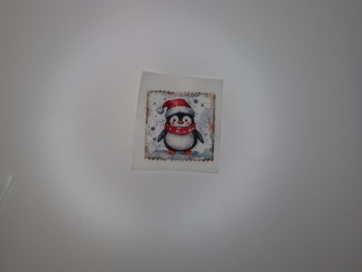 Bügelbild Weihnachtsbriefmarke Pinguin ca. 7 x7 cm