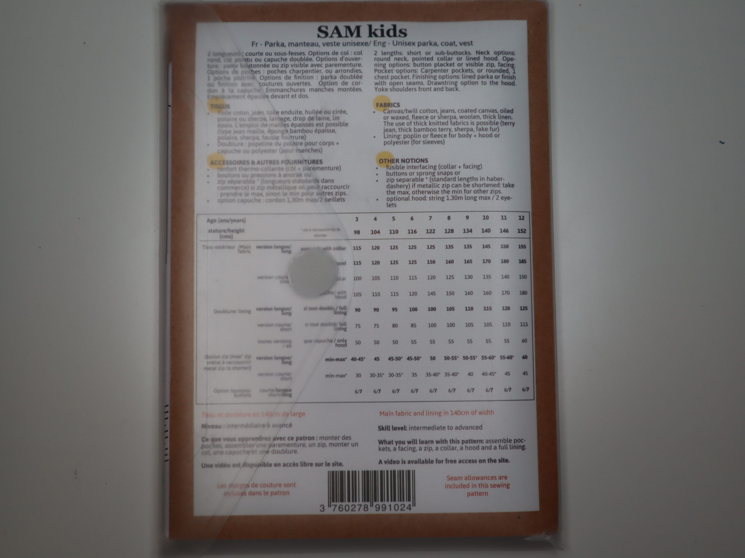 Schnittmuster Jake Sam Kids Mantel/Parka/Jacke Größe 98-152 – Bild 2