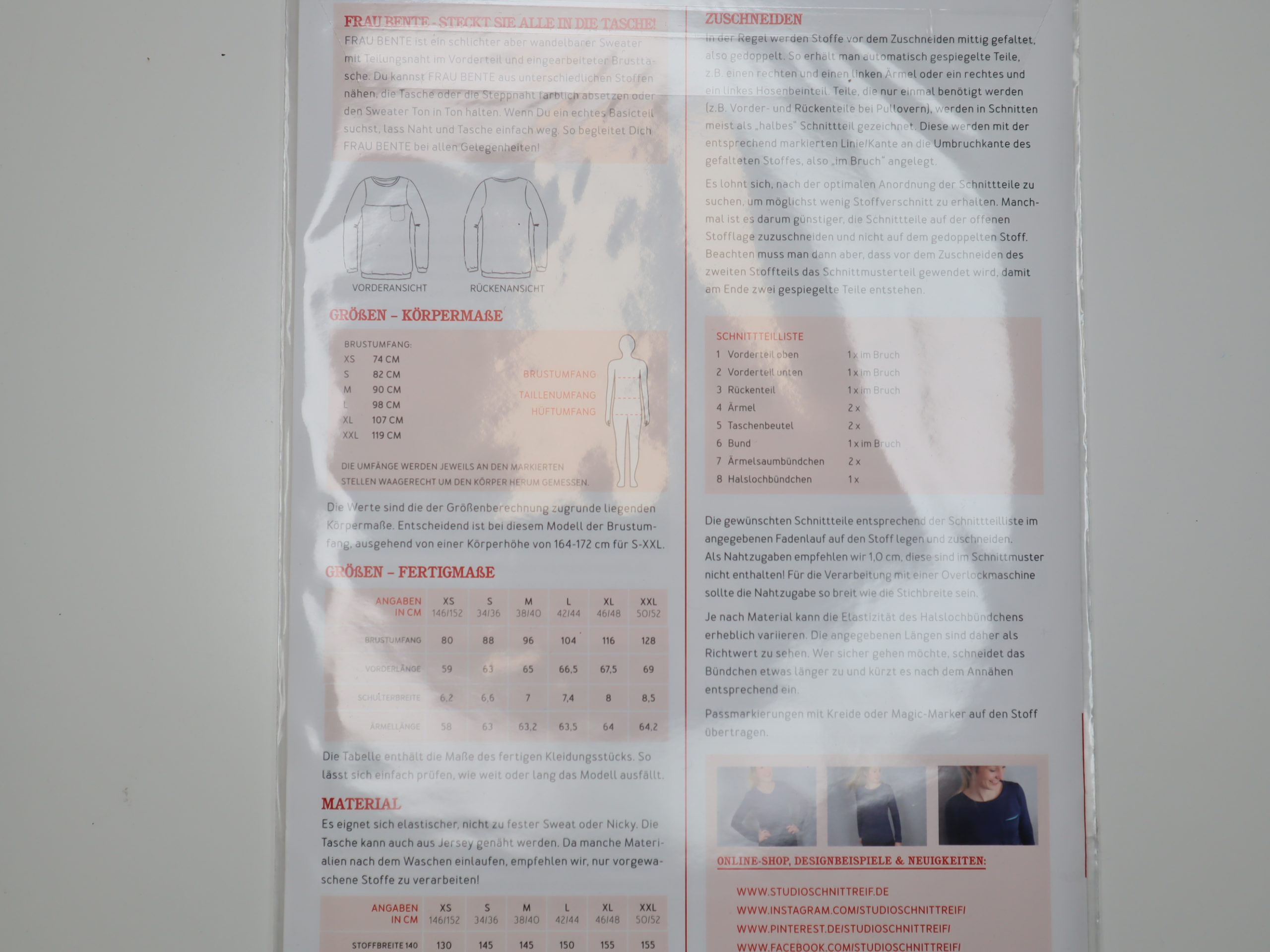 Schnittmuster Studio Schnittreif Frau Bente Schlanker Sweater mit Brusttasche XS-XXL – Bild 2