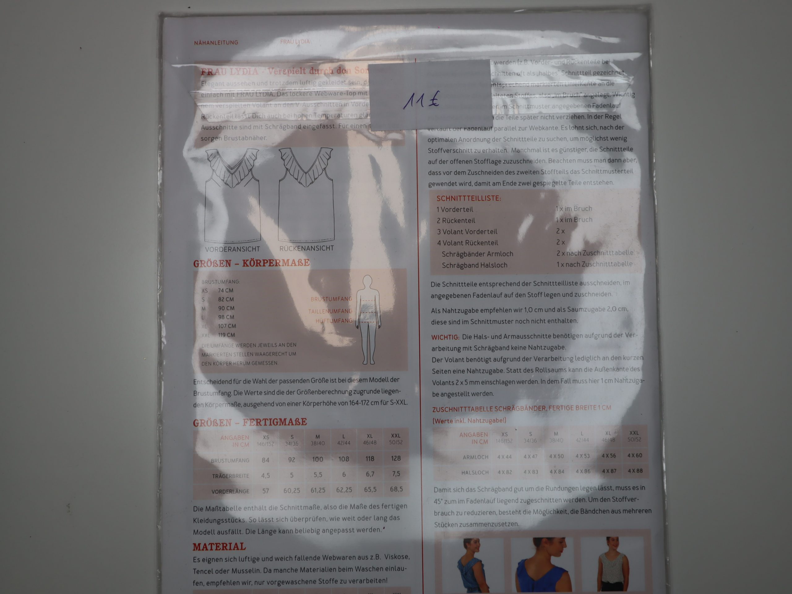 Schnittmuster Studio Schnittreif Frau Lydia Top mit V-Ausschnitt im Vorderl- und Rückenteil XS-XxL – Bild 2