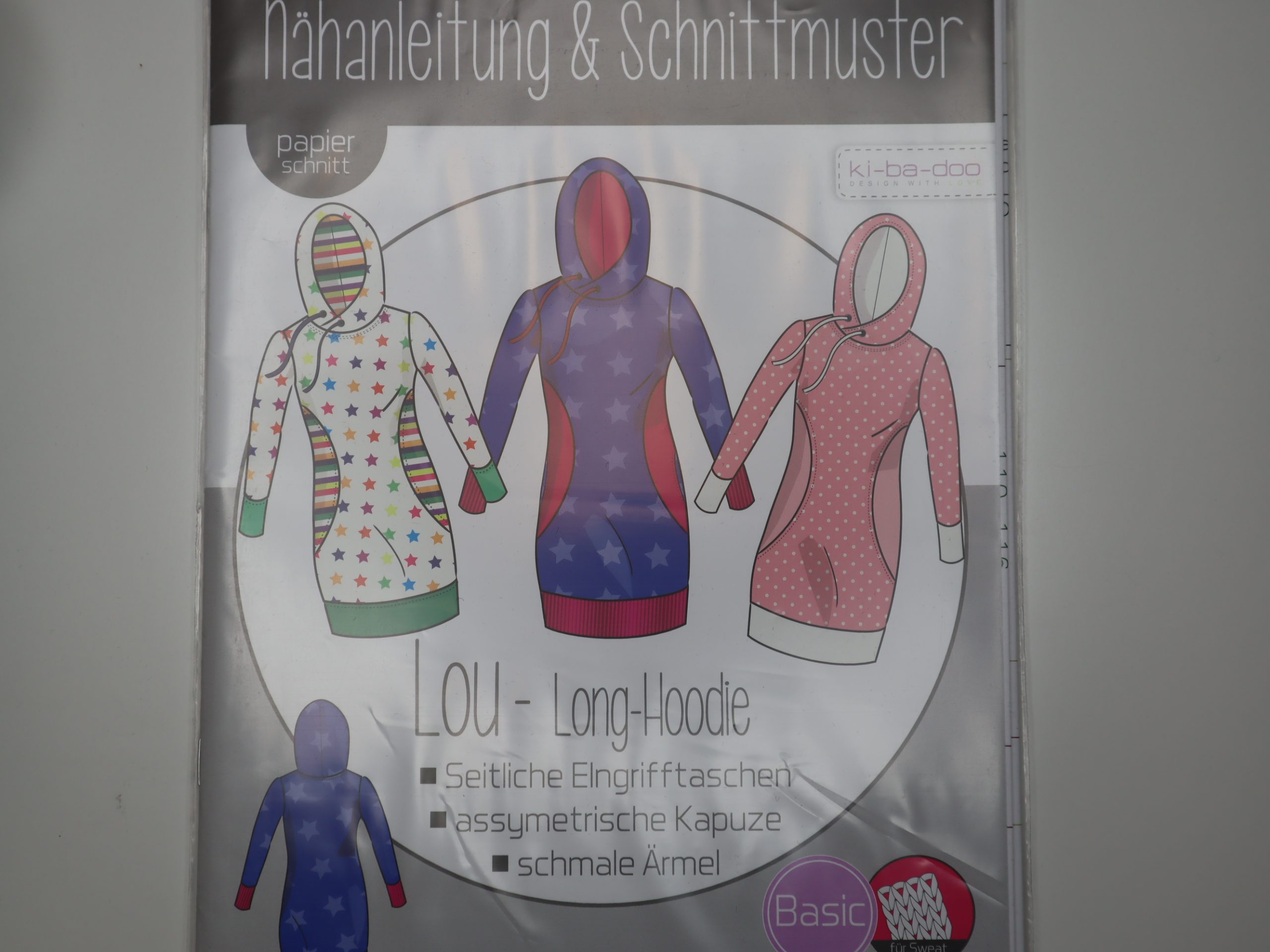 Schnittmuster Kibadoo Lou Long Hoodie girl 74/80 bis 158-164