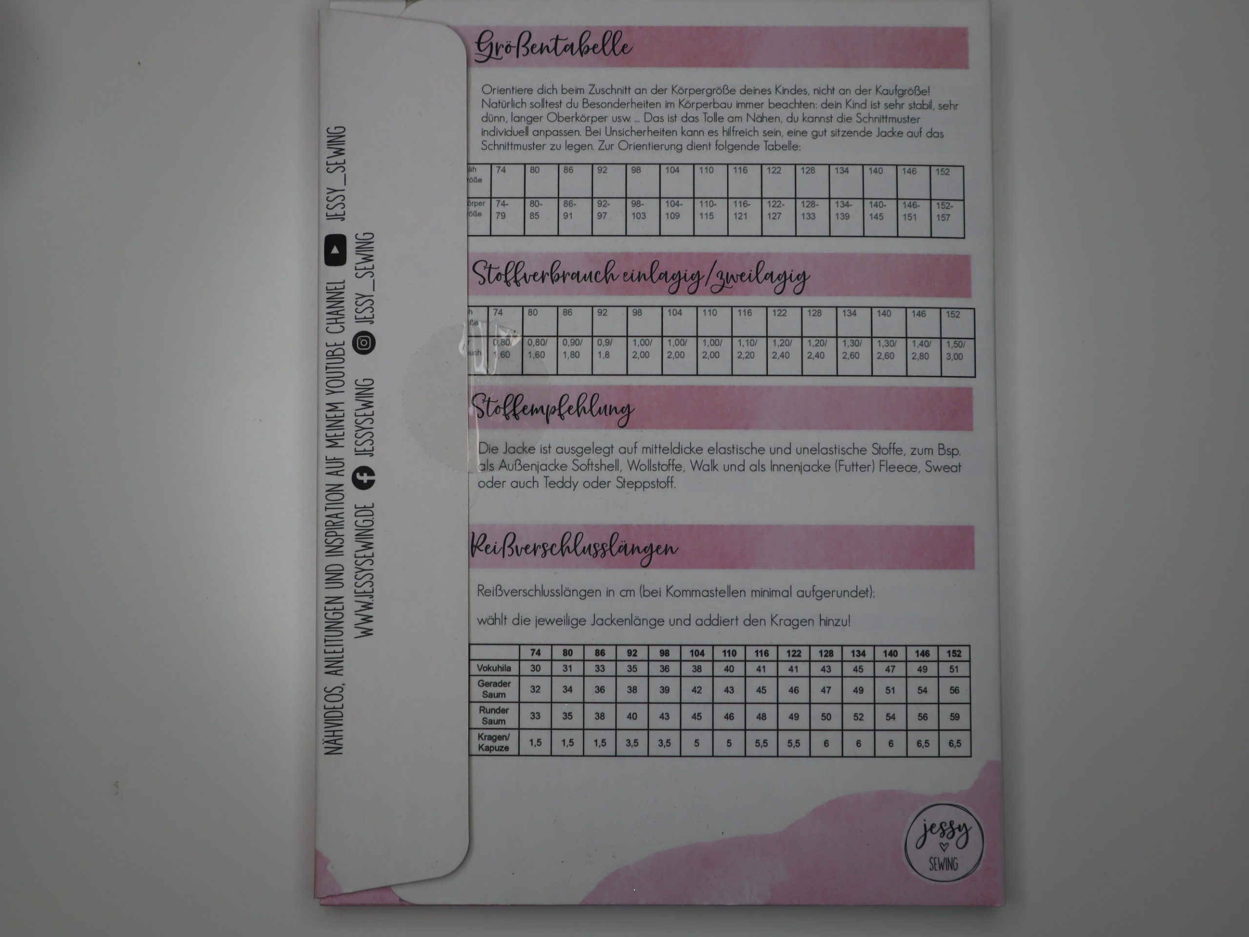 Schnittmuster Jessy SewingCool Jacket Jacke für Kinder Größe 74-152 – Bild 2