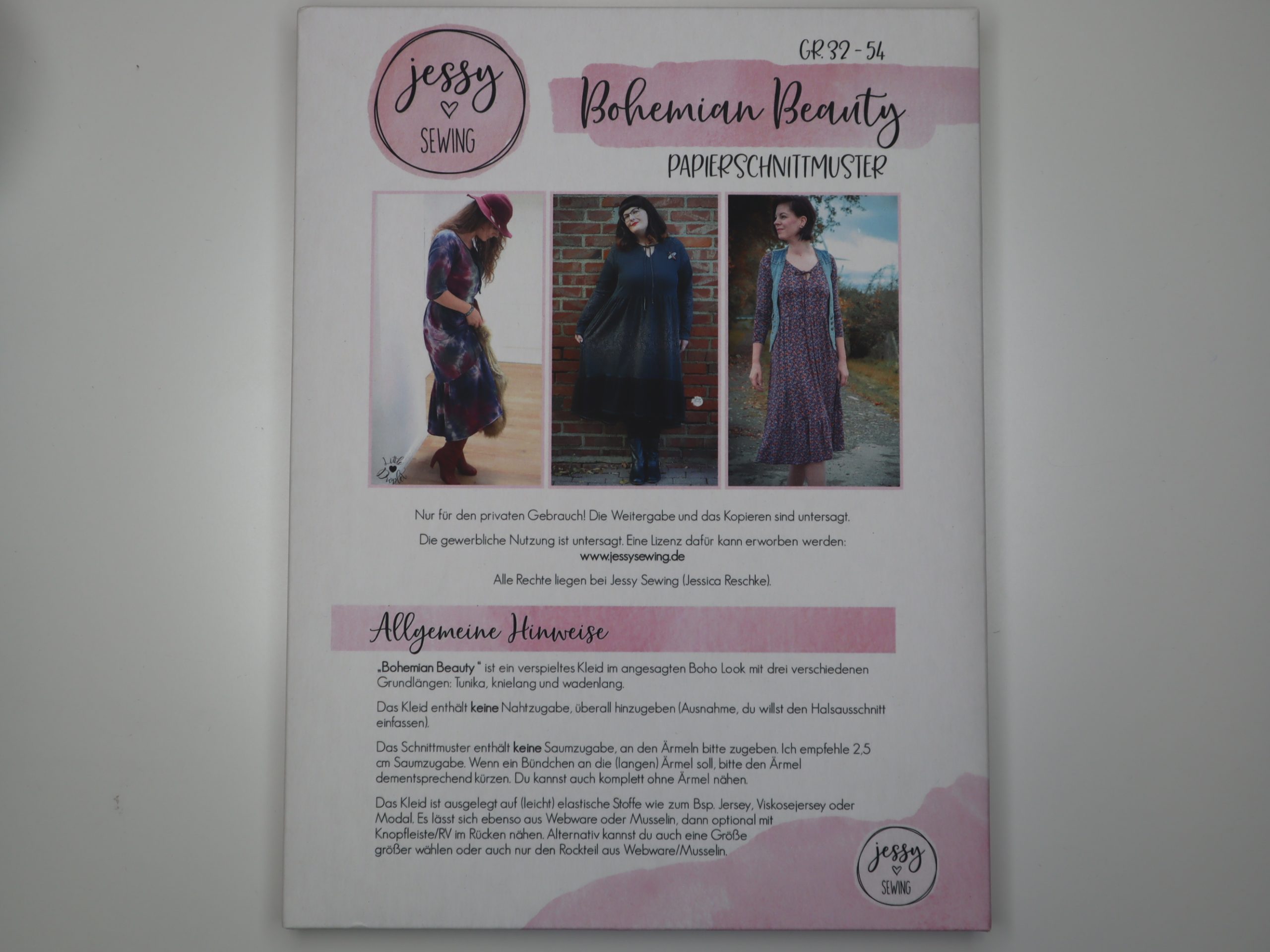 Schnittmuster Jessy Sewing Boho-Kleid Bohemian Beauty Größe 32-54