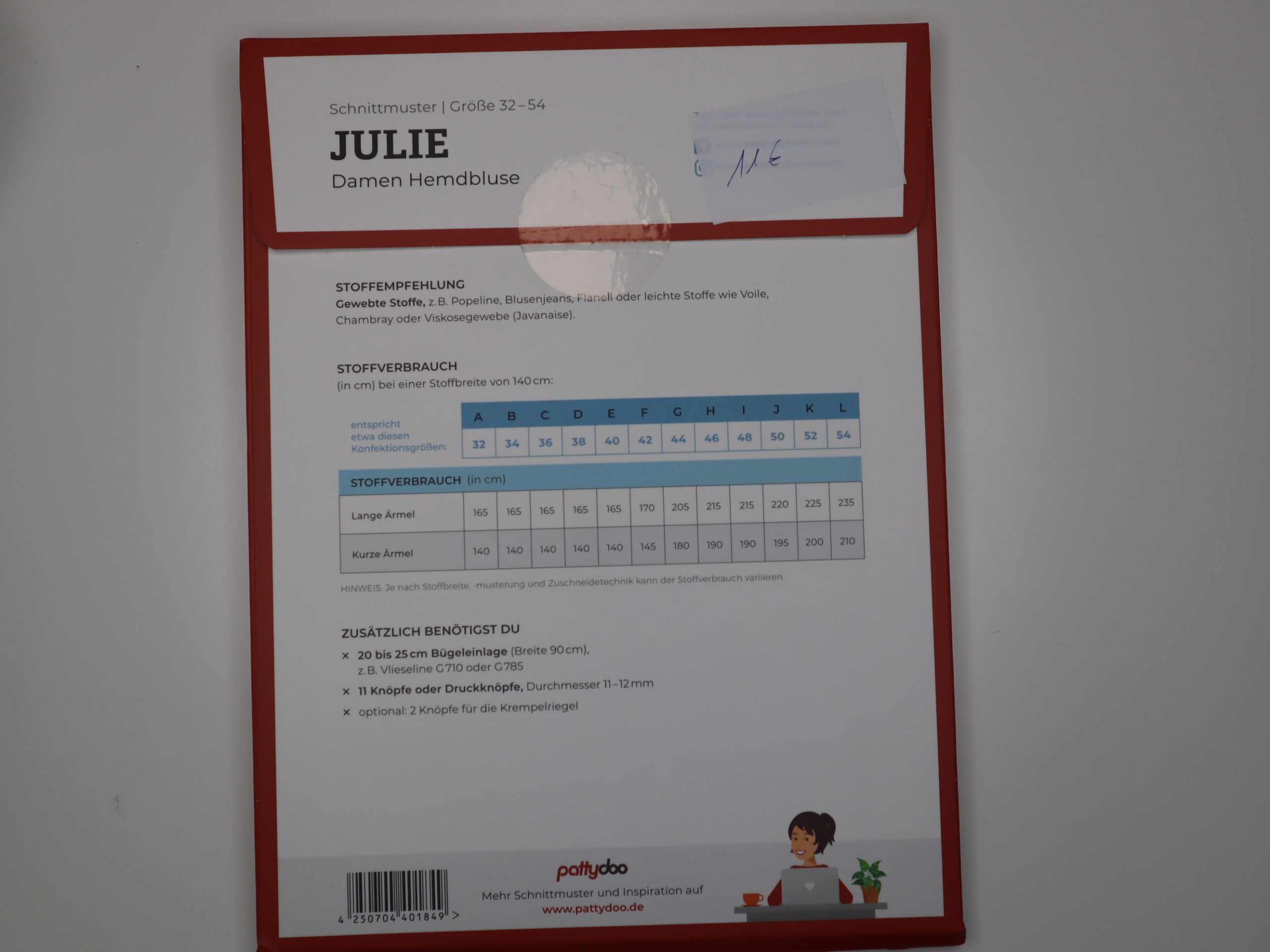 Schnittmuster Pattydoo Julie Damen Hemdbluse Größe 32-54 – Bild 2