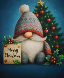 Eigenproduktion Heavy Canvas Panel 41 x 41 cm Weihnachtswichtel Merry Christmas