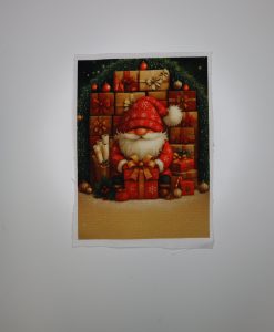 Eigenproduktion Heavy Canvas kleines Panel Weihnachtswichtel mit Geschenken 14 x 20 cm