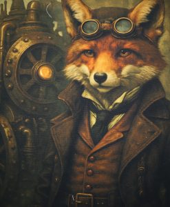 Eigenproduktion Heavy Canvas Panel 41 x 41 cm Steampunk Fuchs