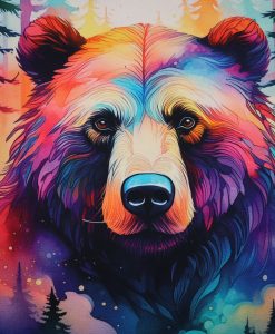 Eigenproduktion Heavy Canvas Panel 41 x 41 cm Bär im Wald