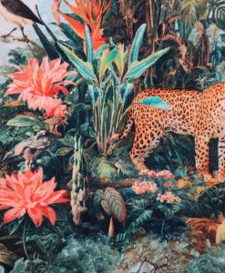 French Terry Dschungelszene mit Leoparden