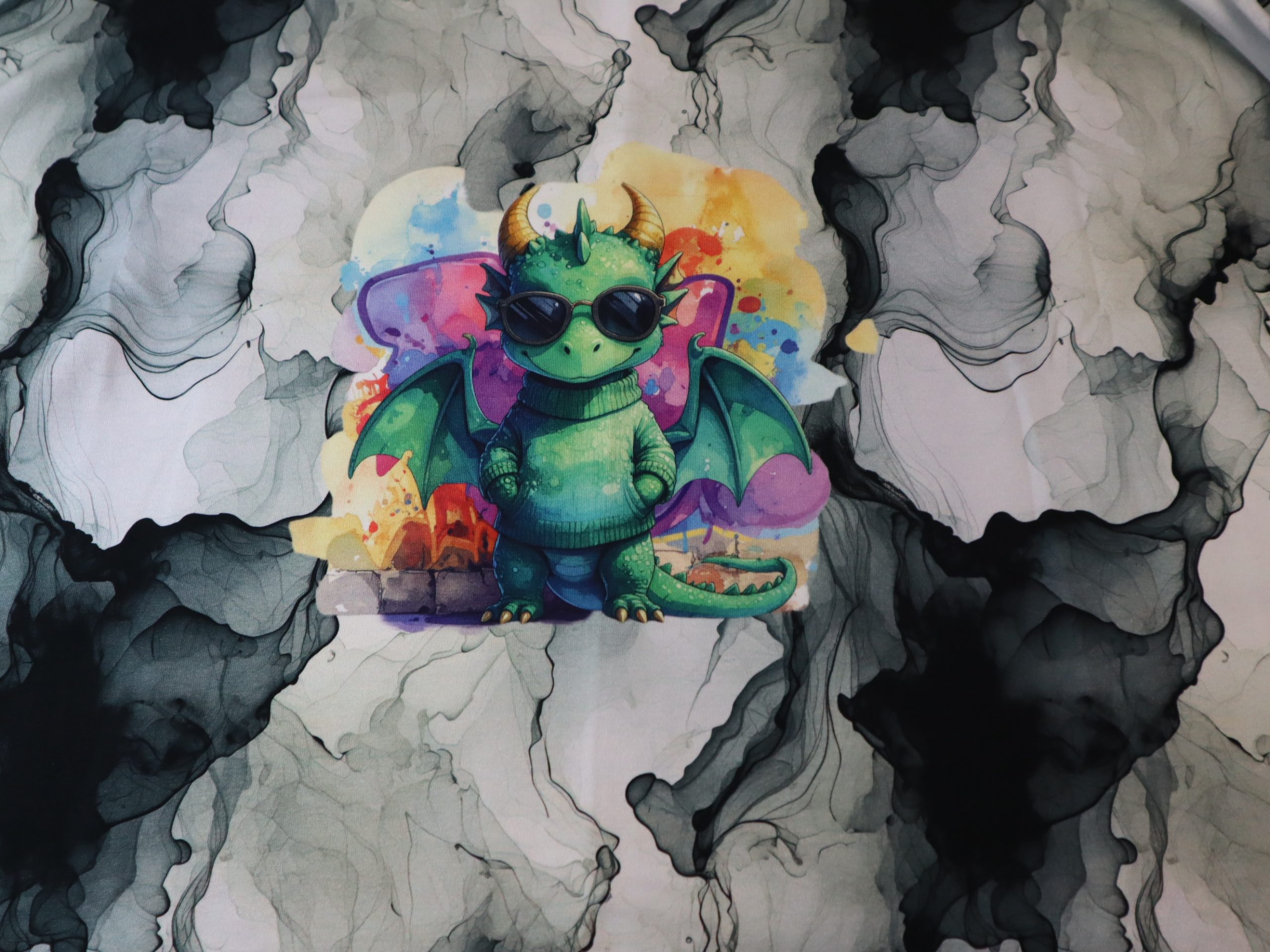 Baumwolljersey Eigenproduktion Panel Cool Dragon