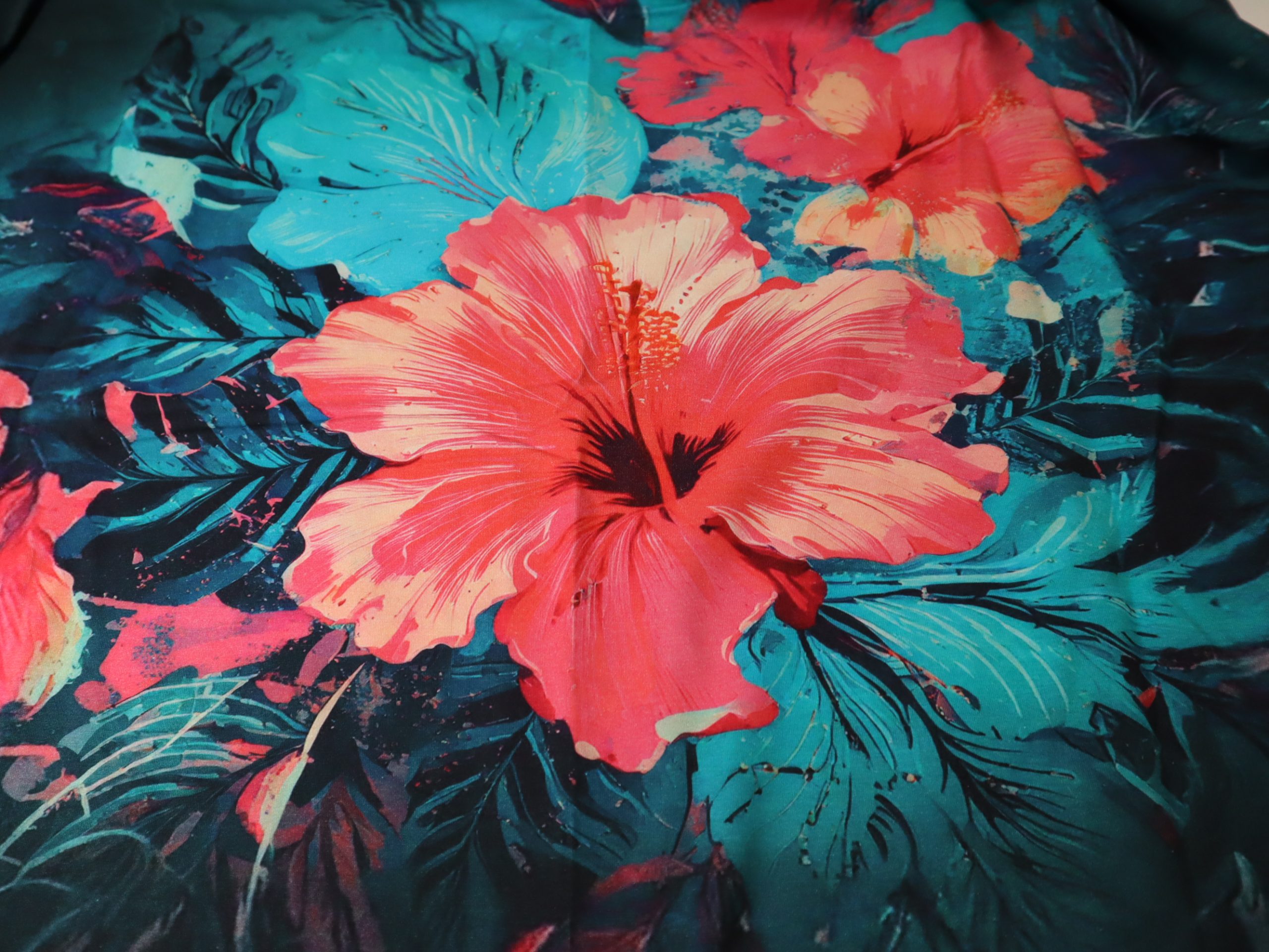 Baumwolljersey Eigenproduktion Panel Hibiskus