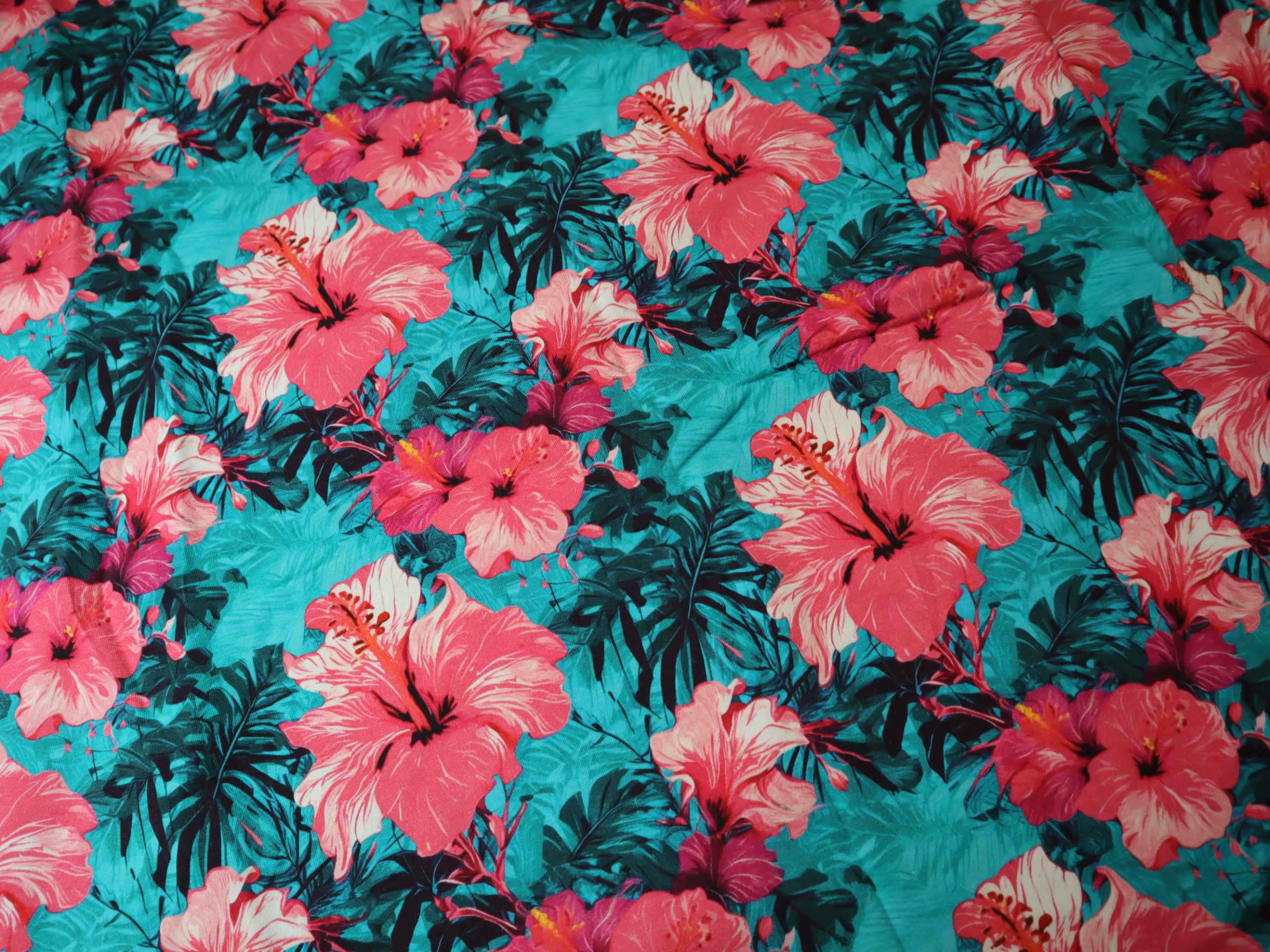 Baumwolljersey Eigenproduktion Panel Hibiskus – Bild 2