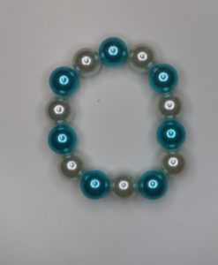 Zwillingsherz Armband Perlen aqua weiß