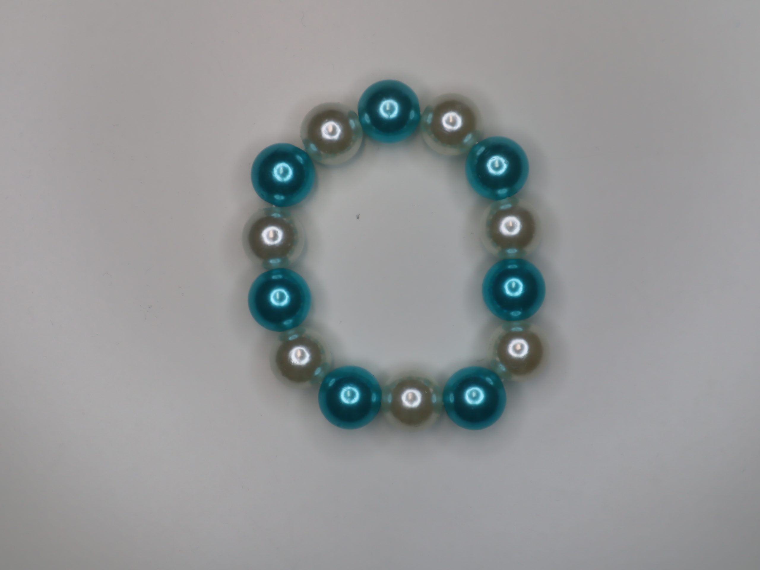 Zwillingsherz Armband Perlen aqua weiß