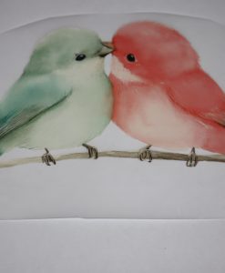 Bügelbild verliebte Vögel 13 x 14 cm