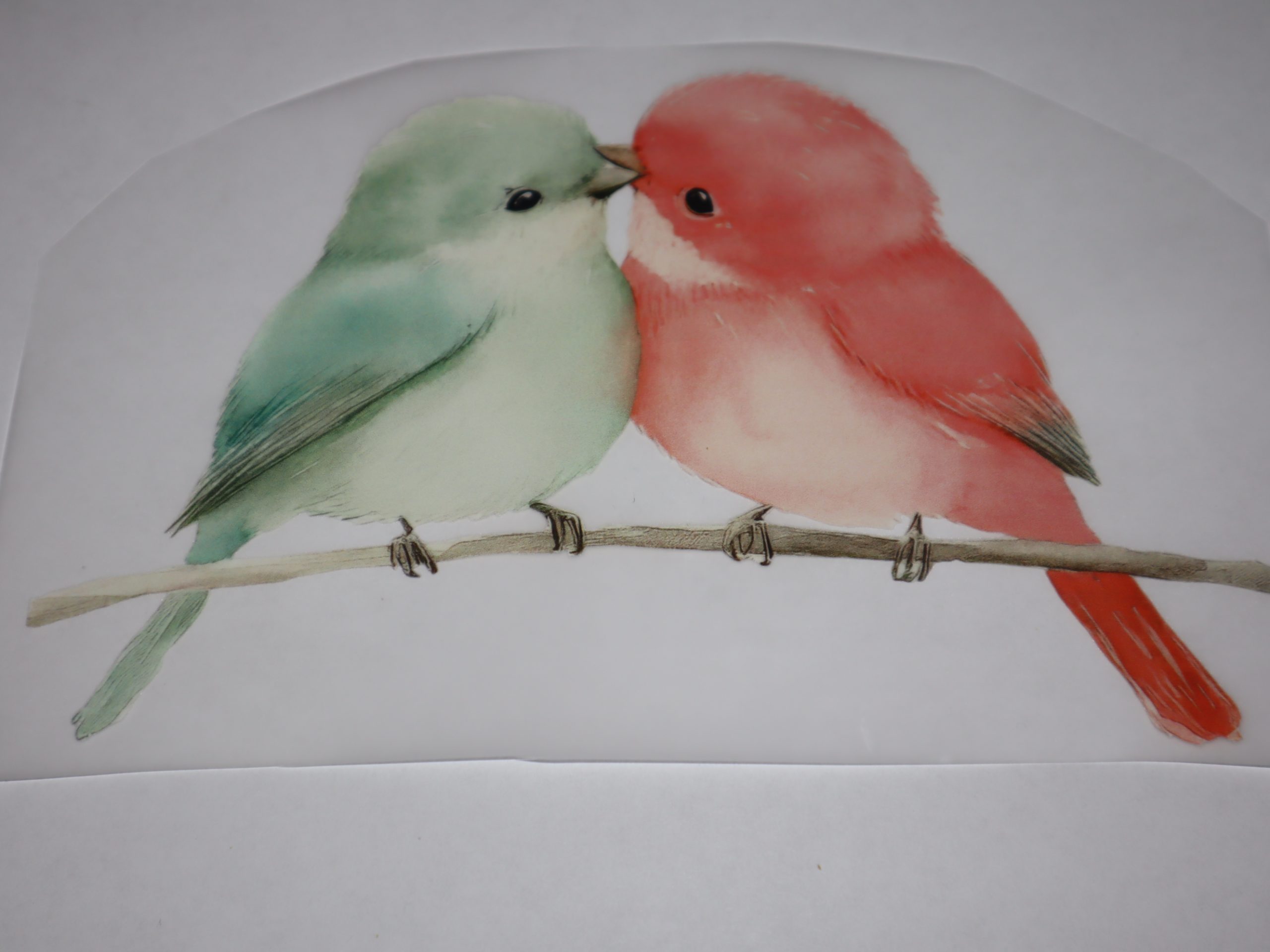 Bügelbild verliebte Vögel 13 x 14 cm