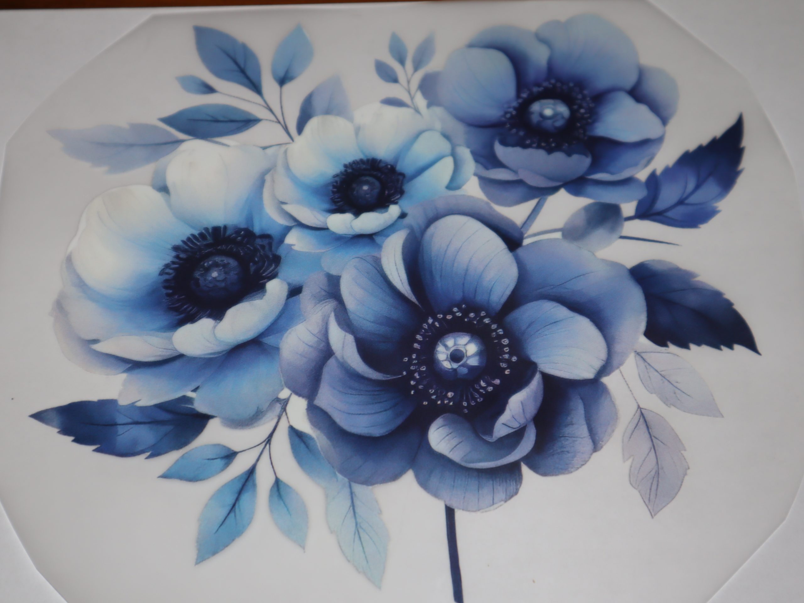 Bügelbild Blaue Blumen 22 x 20 cm