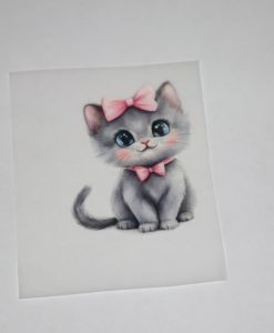 Bügelbild Katze mit Schleife 5 x 6 cm