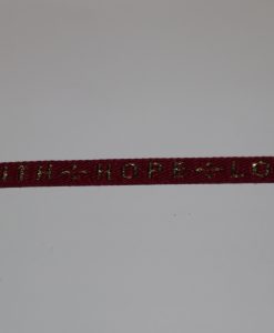 3 m Schmuckband 1 cm breit Love Hope Faith dunkelbordeaux